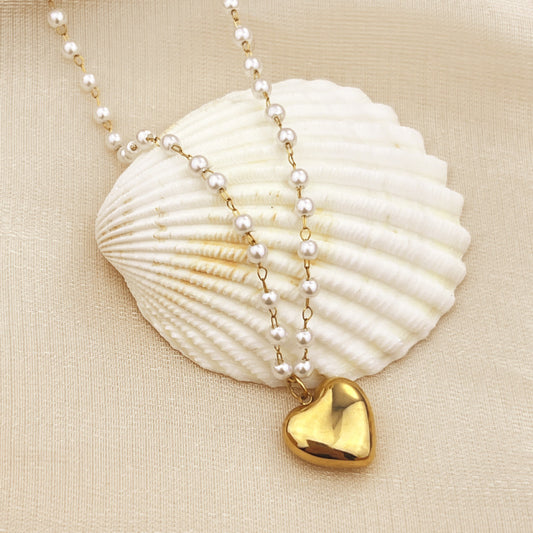 Stainless Steel 18K Gold Plating Niche High-grade Ins Style Pearl Necklace