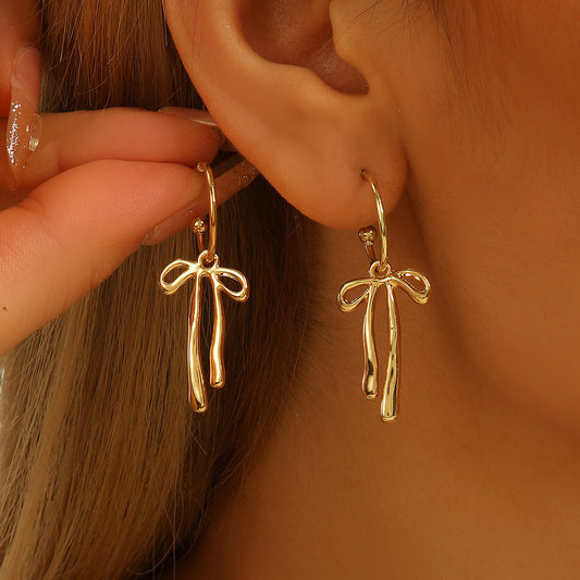 Metal Fashion Minimalist Bowknot Stud Earrings