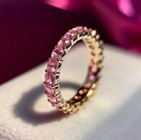 S925 Silver Row Diamond Ring Women's Inlaid