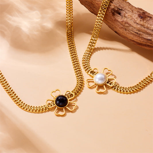 Fashion Stainless Steel Flower Cutout Necklace