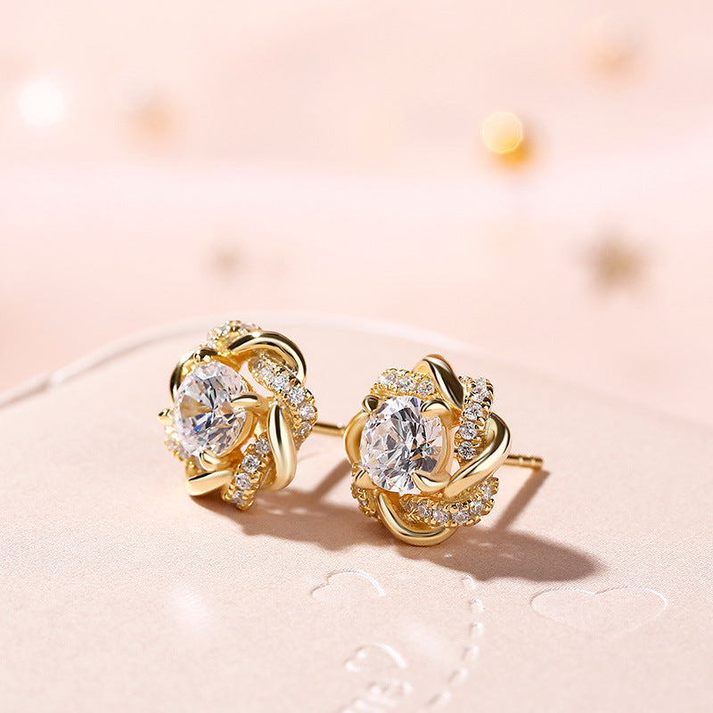 Retro French Classic Style Flower Earrings