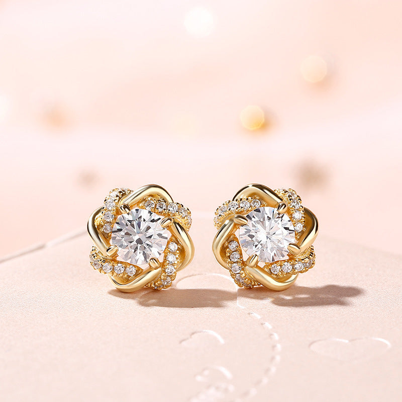 Retro French Classic Style Flower Earrings