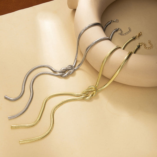 Personalized Knotted Snake Bone Chain Necklace