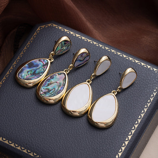 Light Luxury Abalone Shell Water Drop Dangle Earrings