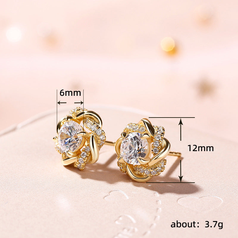 Retro French Classic Style Flower Earrings