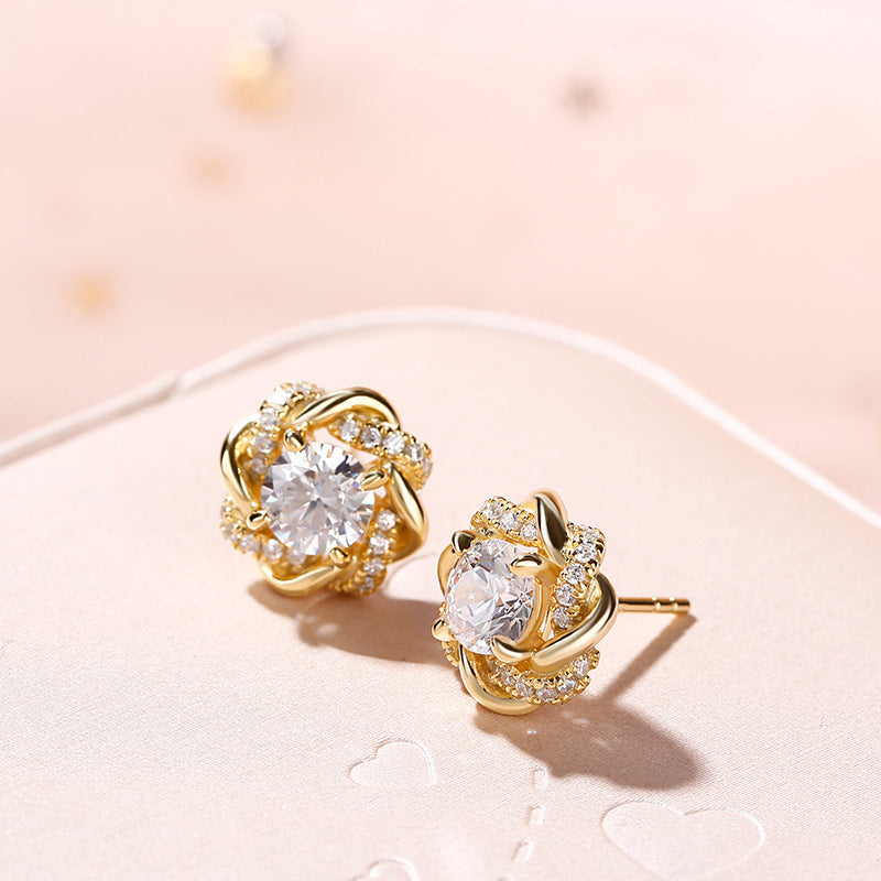 Retro French Classic Style Flower Earrings