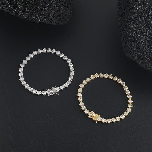 Women's Tennis Chain Heart-shaped Couple Bracelet