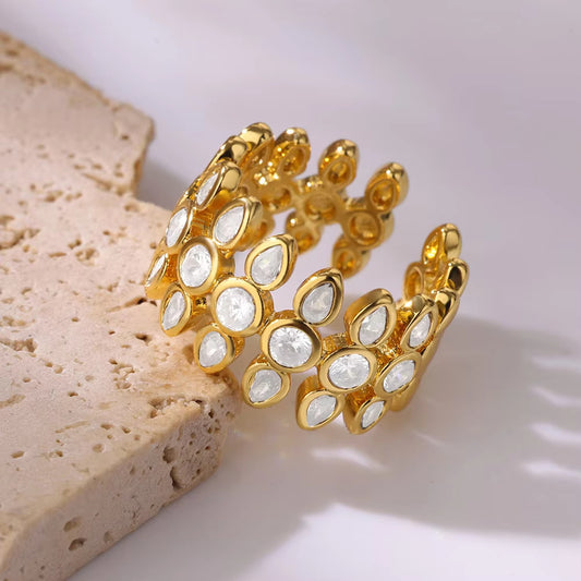 Open-end Zircon Ring Titanium Steel Light Luxury Geometric