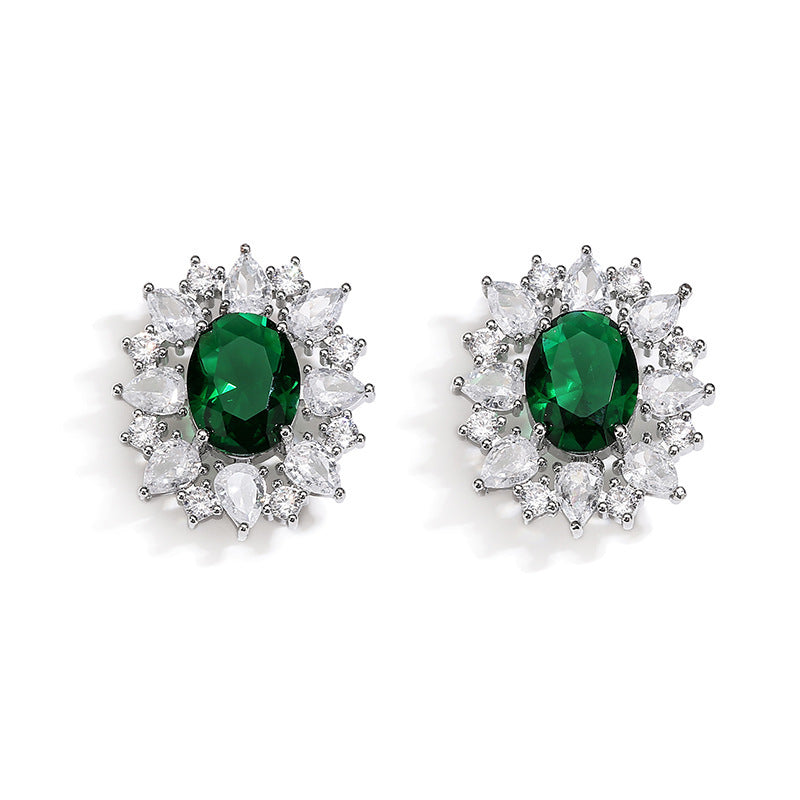 Advanced Ear Studs Design Sense Elegant Zircon Vintage Flower