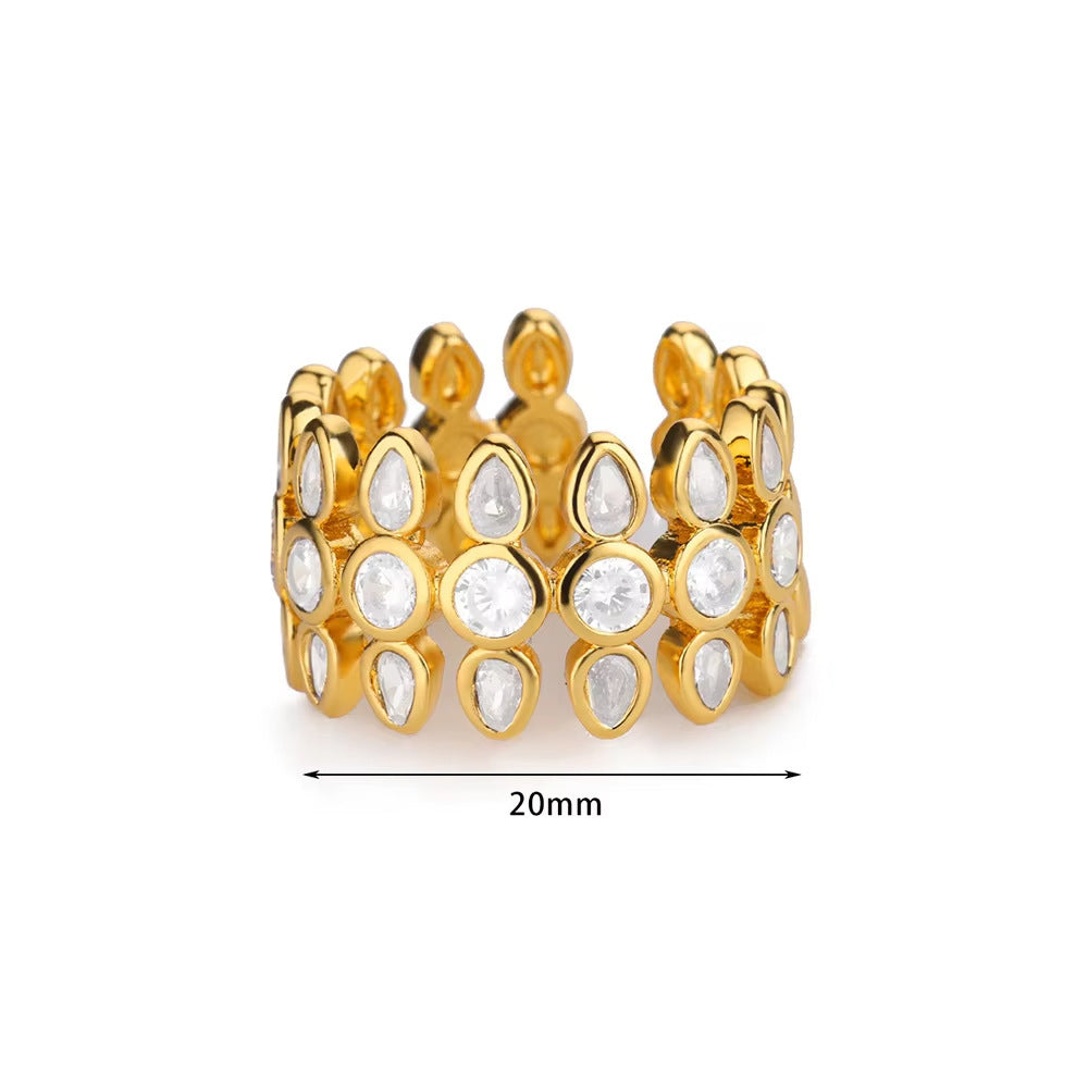 Open-end Zircon Ring Titanium Steel Light Luxury Geometric