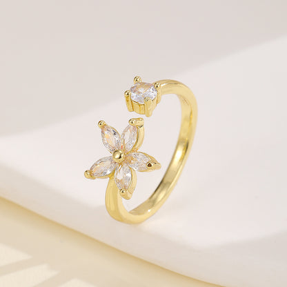 Simple Flower Micro-inlaid Zircon Ring
