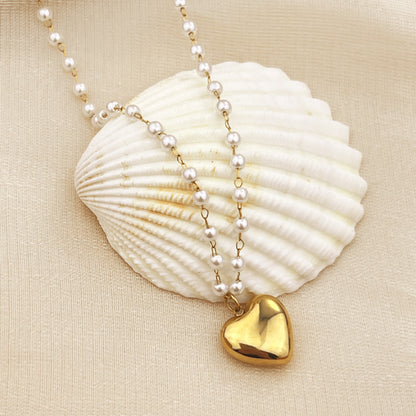 Stainless Steel 18K Gold Plating Niche High-grade Ins Style Pearl Necklace