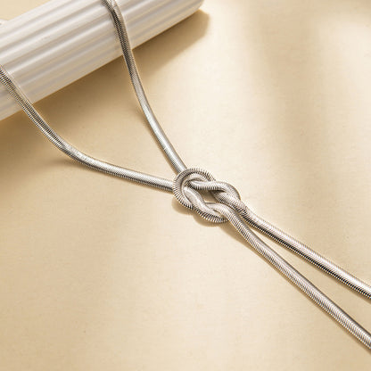 Personalized Knotted Snake Bone Chain Necklace