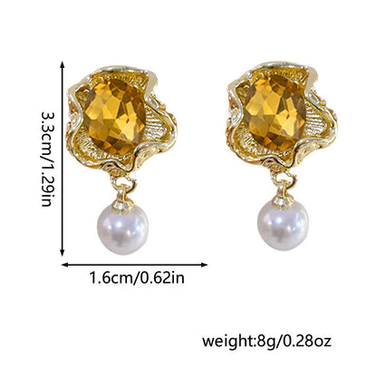 French Vintage Crumpled Flower Pearl Earrings