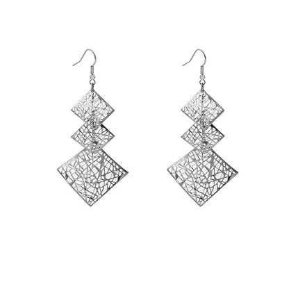 European And American Exaggerated Multi-layer Hollow Metal Wafer Earrings