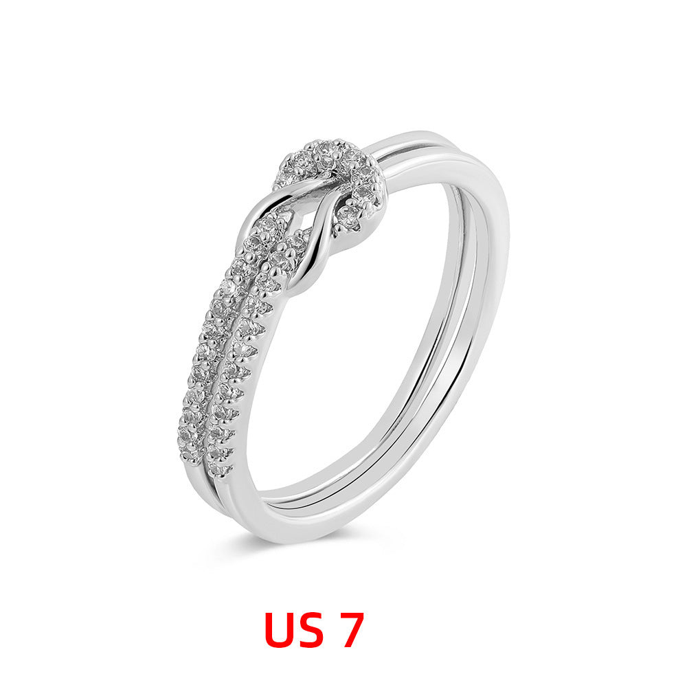 Knotted Micro Inlaid Zircon Ring