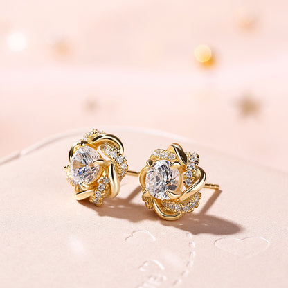 Retro French Classic Style Flower Earrings
