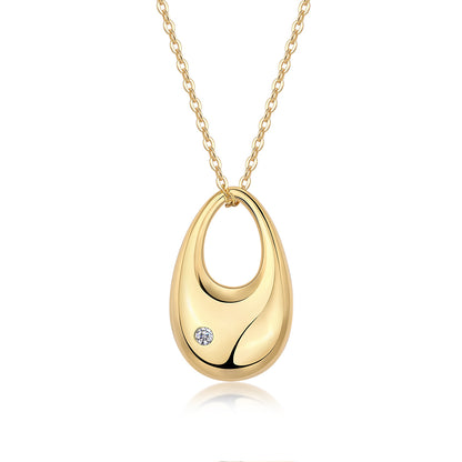 Evening Love - A Fashionable And Trendy Diamond Pendant Necklace Set With Moissanite S925 Sterling Silver And Gold Plating