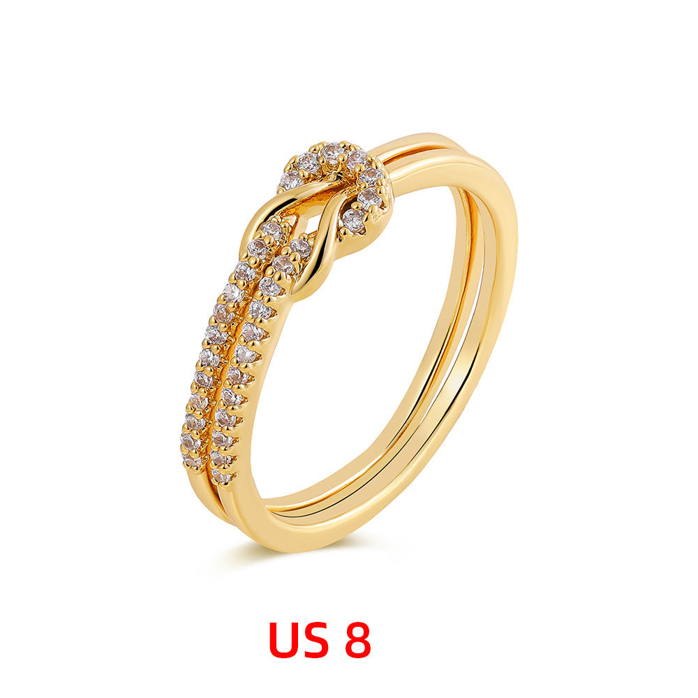 Knotted Micro Inlaid Zircon Ring