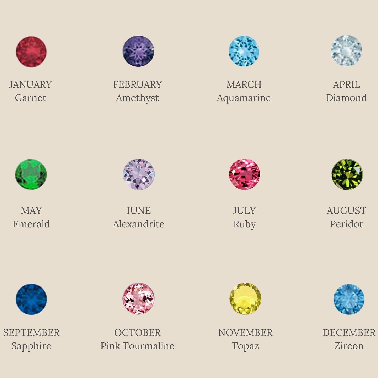 S925 Sterling Silver Small Zircon Birthstone Ring For Women From January To December