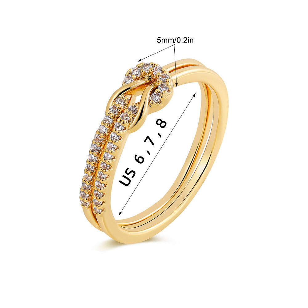 Knotted Micro Inlaid Zircon Ring