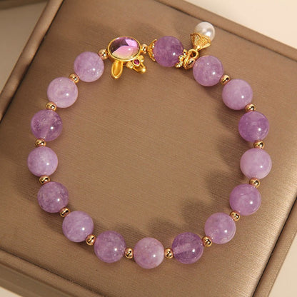 Natural Mauve Jade Crystal Light Luxury Mori Style Rabbit Bracelet
