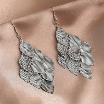 Women's Colorful Earrings Small Nine Leaves Ornament
