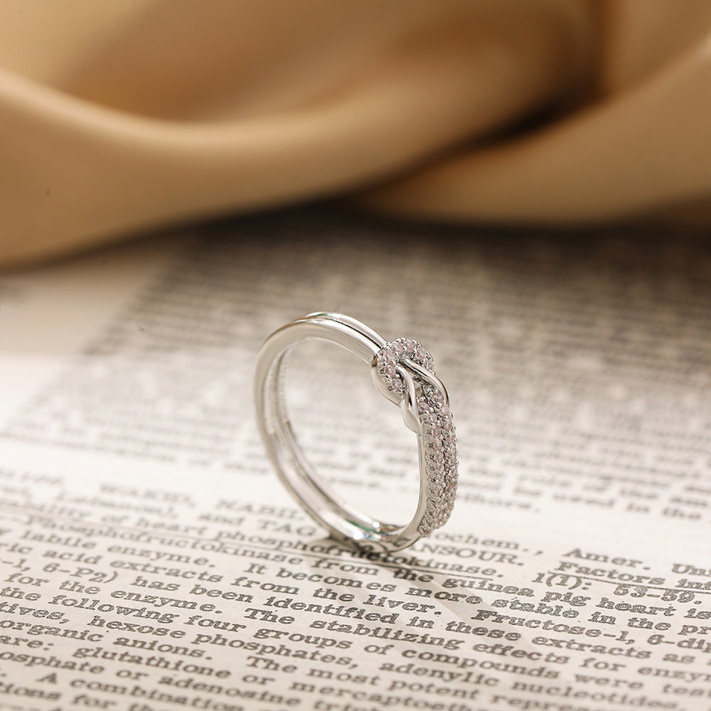Knotted Micro Inlaid Zircon Ring