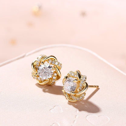 Retro French Classic Style Flower Earrings