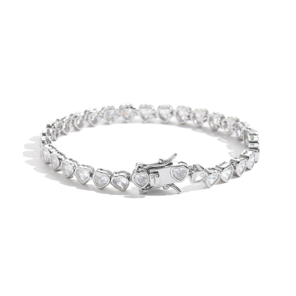 Women's Tennis Chain Heart-shaped Couple Bracelet