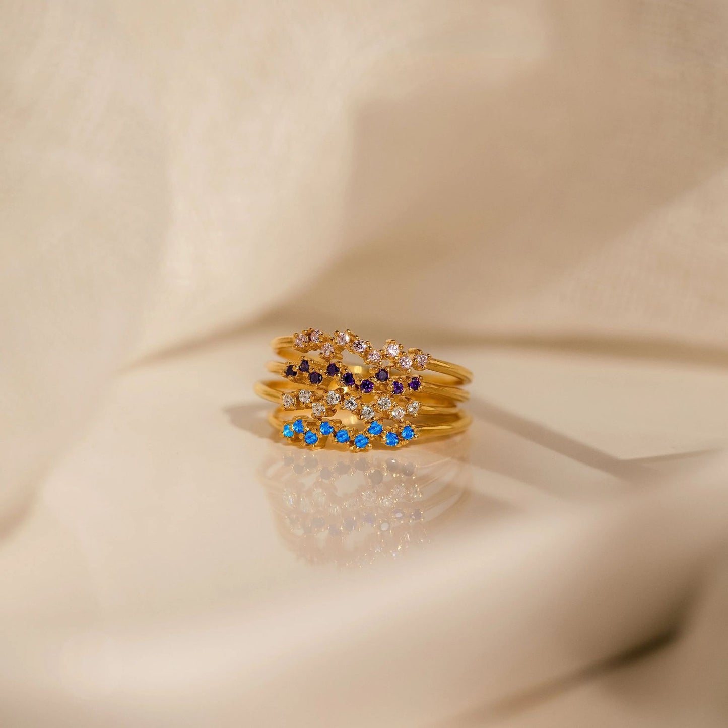 S925 Sterling Silver Small Zircon Birthstone Ring For Women From January To December