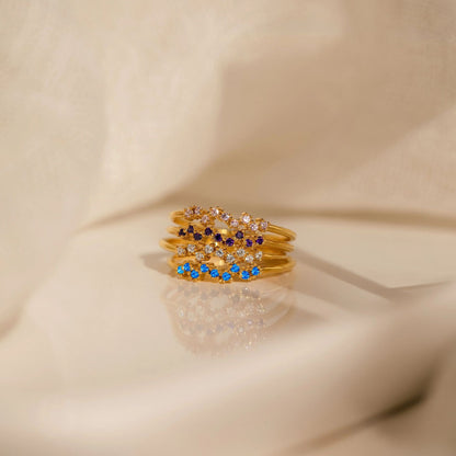 S925 Sterling Silver Small Zircon Birthstone Ring For Women From January To December