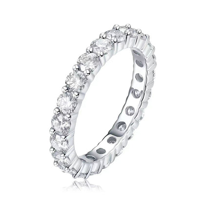 S925 Silver Row Diamond Ring Women's Inlaid