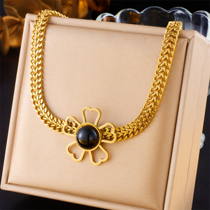 Fashion Stainless Steel Flower Cutout Necklace