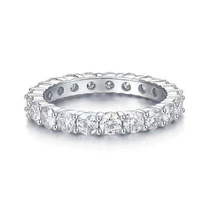 S925 Silver Row Diamond Ring Women's Inlaid