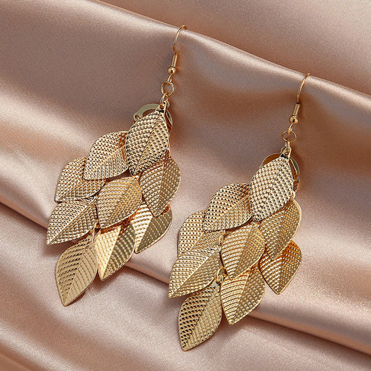 Women's Colorful Earrings Small Nine Leaves Ornament