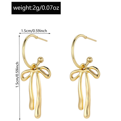 Metal Fashion Minimalist Bowknot Stud Earrings