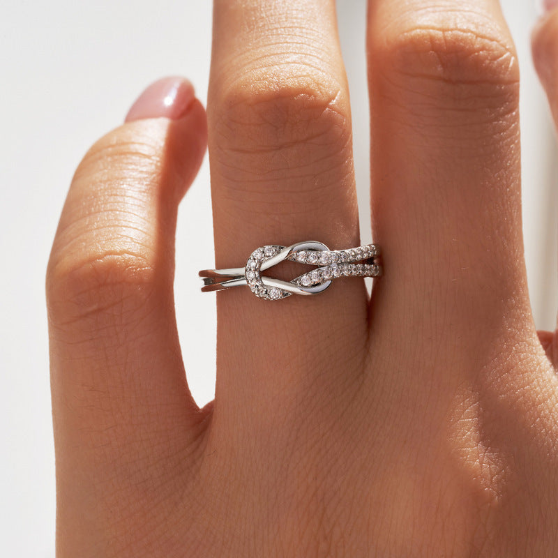 Knotted Micro Inlaid Zircon Ring