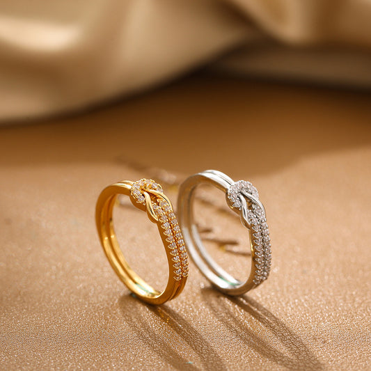 Knotted Micro Inlaid Zircon Ring