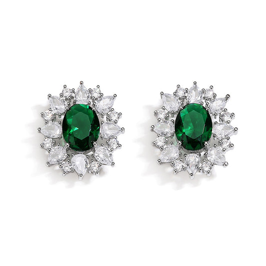 Advanced Ear Studs Design Sense Elegant Zircon Vintage Flower